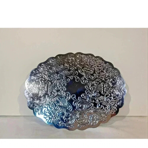 Silver Plate Oval Trivet Cornucopia Pattern 8" x 6" - Picture 5 of 5